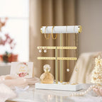 bussdis 2 Tier Bracelet Holder Display - Detachable T Bar White Velvet Bracelet Holder, Jewelry Holder Organizer for Bracelet, Necklace, Earrings, Rings - color: White