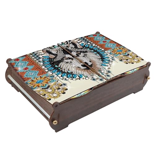 Diamond Painting Kit Storage Box, Bold Wolf Head DIY Multi Functional Handicraft Storage Box, Suitable for Home Office Holiday Gifts - color: National Pride Wolfdog