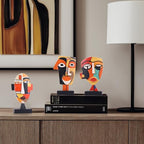 5.9” Resin Abstract Coffee Table Sculptures, Handcrafted 3 PCS African Art Tribal Figurines Weird Art Decor, Modern Design African Statues for Home, Office, Living Room, Bookshelf, Cabinets Accent - size: Small