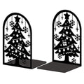 Peacoblue Metal Bookends for Shelves, Modern Decorative Heavy Duty Study Book Ends Stoppers for Office, Desk, Shelf, Room 5.3"x4.3"x7.9" Cast Iron Simple Tall Bookends 1 Pair (Christmas Tree) - style: Christmas Tree