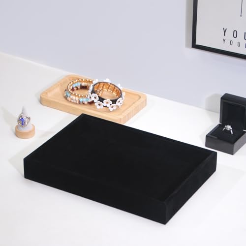 Bedside Organizer Tray, Desktop Storage Tray for Jewelry, Sunglass, Phone, Watch, Perfume,Lipstick, Nightstand Desk-top Catchall, Multi-use Holder Box for Desk Drawer (Black 1Grid) - color: Black Velvet, size: 1 Grid