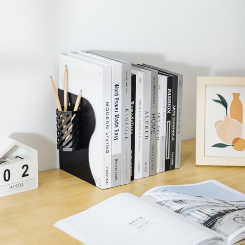 Adjustable Book Ends for Heavy Books, Metal Expandable Bookends for Shelves, Book Organizer Stopper Holder for Desk, Kids Room, Classroom, Office, Library (Black) - color: Black
