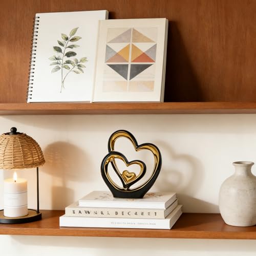 AWNR Heart Hands Sculpture,Small Shelf Decor,Tv Stand Decor Items for Living Room,Apartment,Office (Black) - color: Black