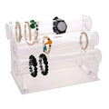 ChezMax Triple Tier Jewery Display Removable Bracelet Holder Jewelry Stand Necklace Stand Jewelry Towers and Watch Holder for Home Organization - color: D- Clear