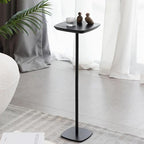 Small Pedestal Side Table for Small Spaces - Modern Black Drink Table for Sofa, Couch, or Bedroom - Compact Drink & Cocktail Stand (Classic Black) - color: Classic Black