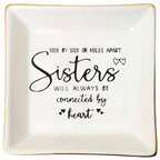 Sister Will Always Be Connected By Heart Jewelry Dish Tray Ceramic Trinket Dish Sister In Law Birthday Gifts Sister In Law Gifts Sister In Law Wedding Gift Gifts For Sister In Law Sister In Law - style: Sister Will Always Be Connected By Heart 2