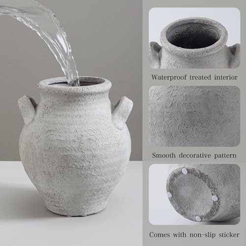 Ceramic Flower Vase, 7.36 Inch Rustic Farmhouse Vases Decorative Vintage Vase for Home Decor Table Living Room Kitchen Bedroom Shelf Mantel Wedding Centerpiece - color: Rustic-25011-1