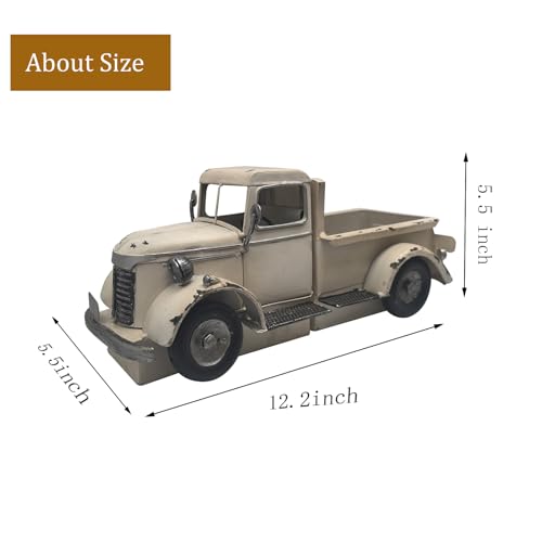 Decorative Book Ends Vintage Bookends: Metal Truck Book Stopper for Heavy Books - Farmhouse Decor for Shelf Table Coffee Bar Office Home - Gift for Adults Men Teen (Vintage White) - color: Vintage White