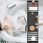 Bathtub Tray Black - Bath Tray Expandable - Bath Table Trays for Bathtub/Tub,Premium Bamboo Wooden, Fits Most Bath Tubs - color: Dark Black