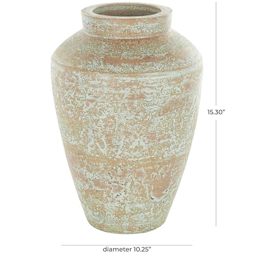 Deco 79 Ceramic Decorative Vase Antique Style Textured Patina Centerpiece Vase, Flower Vase for Home Decoration 10" x 10" x 15", Brown - color: Brown, size: 10" x 10" x 15"