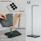 MARMOLUX ACC Free Standing Brushed Nickel Toilet Paper Holder Stand - 4 Jumbo Roll Bathroom Hardware - Standing Toilet Paper Holder - Stainless Steel Toilet Paper Stand - Brushed Steel/Black Marble - color: Steel Brushed/Black Marble