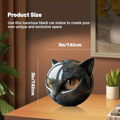 Luxury Black Cat Sculpture, Hand-Carved Crystal & Healing Stone Art Piece, Elegant Décor for Cat Lovers, Gift-Ready Memento for Home or Office, Purple - size: Purple