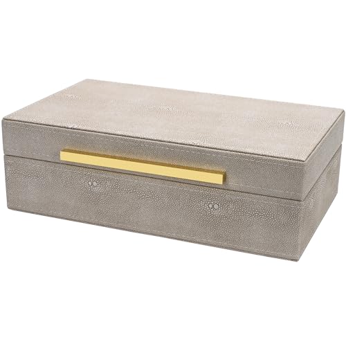 XIGEXIGE Ivory Shagreen box Faux Leather Decorative Boxes,Keepsake And Memory Storage Decorative Boxes with Lids for Modern Home Decor Jewelry Box Organizer - color: Ivory-MWZI