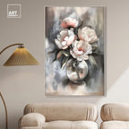 Art Remedy Glass Vase Flowers Canvas Luxury Floral Art, Silver Frame, 36" x 54" - color: Silver Frame, size: 55"L x 37"W