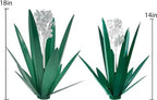 Metal Agave Plant Garden Art, 2 Pack Tequila Rustic Sculpture, Rustic Metal Agave Plants for Yard Stakes, Garden Figurines, Outdoor Patio (2 PCS White Flowers) - color: 2 Pcs White Flowers