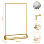 EHWINE 8 Pack Acrylic Sign Holder 8.5 x 11, Double Sided Gold Picture Frame Stand up Table Top Sign Holders, Clear Display Stand Menu Flyer Holder for Wedding Party (Provide Non-slip Mats)