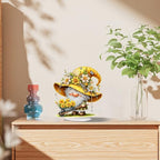 5D Tabletop Diamond Art Kit Lily Gnome, Stand Up Special Shaped Crystal Diamond Art Desktop Kits for Adults, DIY Diamond Art Painting Kits Craft Gift (Yellow) - color: Lily Gnome