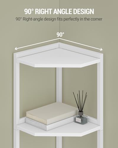 Hzuaneri Corner Shelf Stand, Corner Bookshelf, Storage Standing Shelf Unit with Metal Frame, Plant Stand, Bookcase for Living Room, Home Office, Bedroom, 6-Tier White CS06013W - color: White, size: 6 Tier
