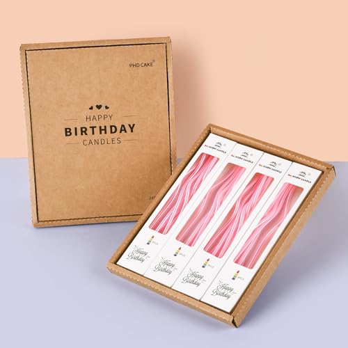 PHD CAKE 24-Count Pearl Pink Spiral Long Thin Birthday Candles, Cake Candles, Birthday Parties, Wedding Decorations, Party Candles - color: Pearl Pink