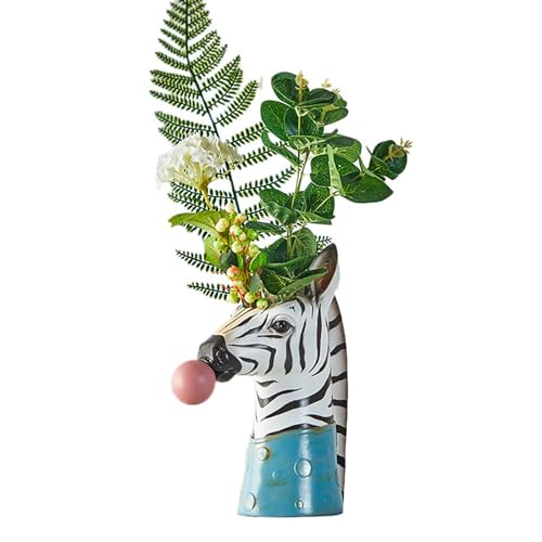 Blowing Bubble Art Vase, Animal Face Vase, Modern Home Decor Vase (No Plants) - Zebra - color: Zebra