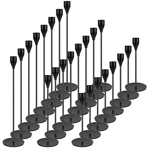 Black Candlestick Holder Set of 24 for Taper Candles, Decorative Candle Holders Bulk Candle Stick Holders Taper Candle Holders for Table Centerpiece Wedding Dinning Party Anniversary Home Decor - color: Black