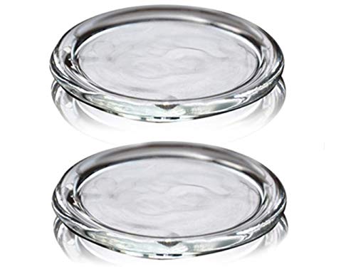 2 Pack Glass Candle Holder 3" Clear Beautiful Transparent Round Candle Plate - size: 2pack-3inch