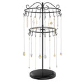 iDavosic.ly 2 Tier Rotating Necklace Holder Organizer with 42 Hooks, Adjustable Metal Bracelet Display Stand Rack, Extra Tall Keychain Spinning Tree Tower for Women, Black - color: Black