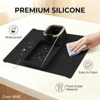 Luxury Gold Trim Couch Cup Holder Tray - Weighted Silicone Anti-Spill Sofa Armrest Organizer, Non-Slip Recliner Tray Table for Drinks, Remote, Phone - Fits Most Couch Arms, Home Gift,Black - color: Black