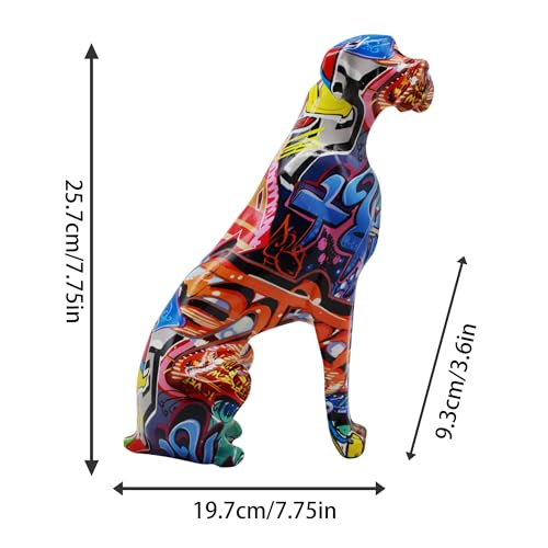 Graffiti Dog Statue, Abstract Resin Art Figurine Graffiti Decorations for Living Room, Christmas Decorations, Housewarming Gifts for Office Desk Table Top Bedroom Book Shelf Abstract, Color - color: Graffiti