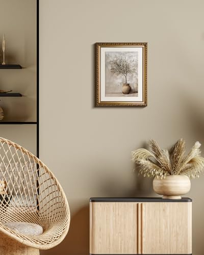 InSimSea Gold Picture Framed Wall Art, Living Room Vintage Olive Tree in Vessel Wall Decor, Still Life Botanical Canvas Print Art, Home Farmhouse Decor, Antique Paintings with Frame 13x16inch - color: Olive Tree, size: 16"L x 13"W