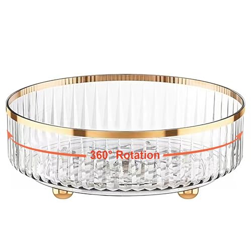 Rotating Skincare Makeup Organizer, 11" Round Lazy Susan, Turntable Vanity Organizers and Storage, Clear Large Spinning Cosmetic Perfume Display Cases (Clear)