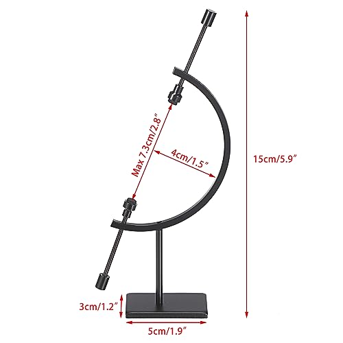 JUXYES Black Metal Sphere Holder Caliper Stand, Hold Max to 2-7/8, Black Caliper Style Display Stand for Mineral, Ornament, Gem, Shell, Coin, etc - color: Black, size: S