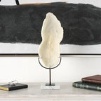 Deco 79 Polystone Coral Decorative Sculpture Abstract Textured Home Decor Statue with Gray Stand and Acrylic Base, Accent Figurine 7" x 5" x 19", Cream - size: 7" x 5" x 19"