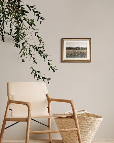 InSimSea Gold Picture Framed Wall Art, Living Room Bathroom Vintage Meadow with Flowers Pictures Wall Decor, Canvas Print Art, Home Farmhouse Decor, Antique Paintings with Frames 13x16inch - color: Champ Fleuri, size: 16"L x 13"W