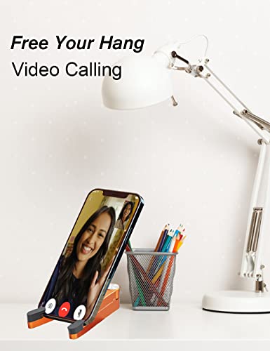 MONEER Cell Phone Stand, Phone Stand for Desk, Foldable & Portable iPhone Stand, Cell Phone Holder Desk Compatible with All Mobilephone, iPhone, iPad mini, Tablet 4-10.5" (Orange) - color: Orange