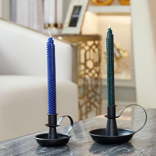 Black Iron Pillar Candlestick Holders, with Handle, Taper Candle Holder for Candlesticks, for Fireplace Party, Dining, Home, Wedding Decor,Fits 3/4 inch Thick Candle&Led Candles（Set of 6 Pcs） - color: Black, size: 3 set (6 pcs)