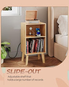 WLIVE Modern Nightstand with Storage, Small Space Bedside Table, End Table for Bedroom & Living Room, Mid Century Night Stand with Open Shelf & Sturdy Wood Legs, Light Oak - color: Natural Oak
