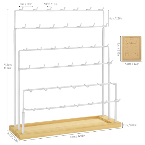 Earring Display for Vendors,6 Tiers 42 Hooks Jewelry Rack Display Holder Stand, Earring Organizer Holder for Necklaces Rings Bracelets Keychains,Jewelry Display for Selling with Earrings Cards-White - color: White