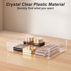 SMARTAKE 25-Piece Drawer Organizer with Non-Slip Silicone Pads, 4-Size Desk Drawer Organizer Trays Storage Tray for Makeup, Jewelries, Utensils in Bedroom Dresser, Office and Kitchen (Clear) - style: 25 PCS