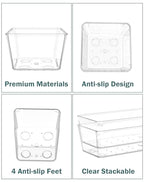 55Pcs Clear Plastic Drawer Organizers Set, 4size makeup drawer organizer trays for vanity,desk,bathroom,office,nightstand,gadgets for kitchen drawer, Versatile drawer divider storage bins - size: S55(3-8-16-28)
