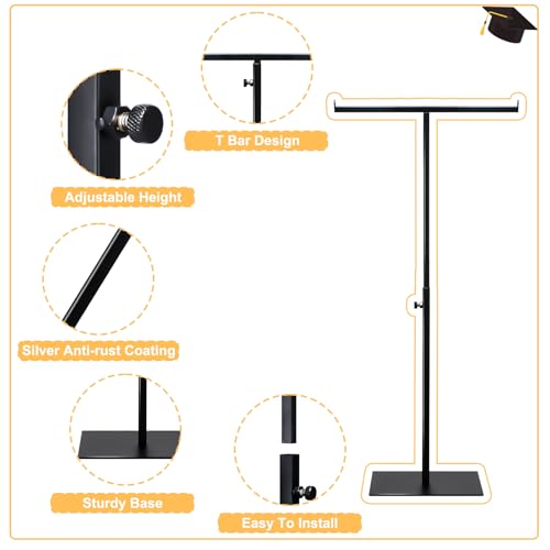 Vicenpal 2026 Graduation Medal Display Stand Countertop Graduation Decoration Adjustable T Bar Display Stand Honor Medal Hanger Rack Award Holder Graduations Birthday Party Anniversary Decor