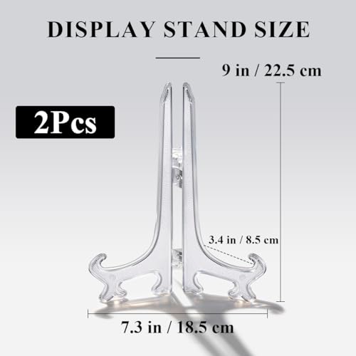 9 Inch Clear Acrylic Display Stand 2pcs Plate Holder Easel for Serving Trays Art Displays Table Numbers Restaurant Menu Holders Kitchen Decor Foldable - color: Clear, size: 9inch