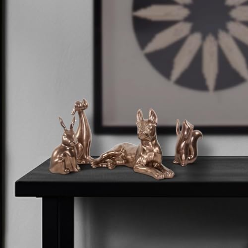 Howard Elliott Collection Rabbit Sculpture Ceramic Statue for Home and Garden Decor, Rich Antique Brass Figurine with Metallic Finish for Shelf Display in Living Room, 8.5 x 4.75 Inch - style: Rabbit