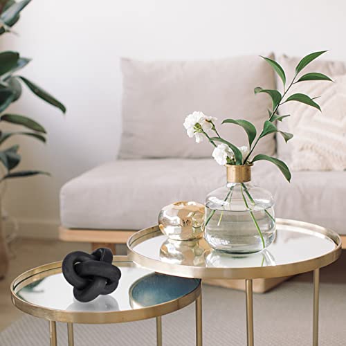 Jlong Wood Knot Decor, 3-Link Wood Chain Link Coffee Table Decor, Small Shelf Decor Accents, Hand Carved Modern Farmhouse Boho Wooden Knot Decorative Chain Wood Decor for Living Room Bedroom Office - color: Black
