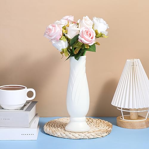 Didaey 10 Pack Composite Plastic Flower Vases Bulk White Small Boho Floral Vases for Dried Flower Bouquet Pampas Grass Centerpieces Fall Wedding Party Living Room Decor(Vintage) - style: Vintage