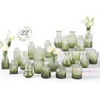 RUCKACE Bud Vases in Bulk 22 Green Glass Small Vases Flower Vase Bulk for Centerpiece Table Wedding Decorations Home Decor Party(Gradient Green 22 Pack) - style: Gradient Green 22 Pack