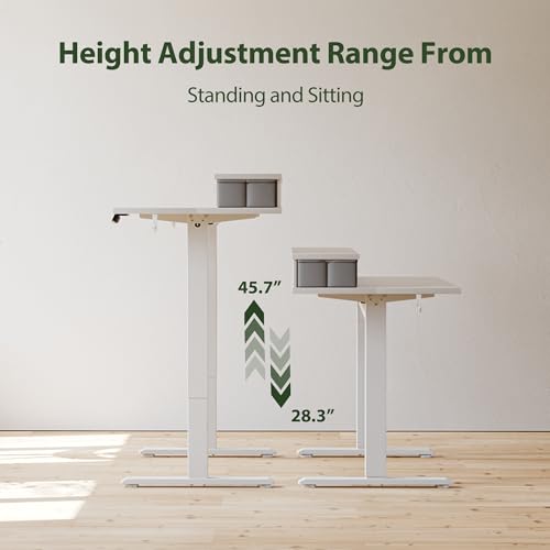 Agilestic 48 x 24 Inches Electric Standing Desk with 2 Storage Drawers, Adjustable Height Sit and Stand Computer Table with Splice Board, White - color: White, size: 48 x 24 Inches with 2 drawers