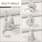 No Shame Cat Licking Butt Sculpture, Funny Cat Figurine Home Decor, Whimsical Kitty Ornaments Centerpiece, Artificial Resin Kitty Statues Decor Gifts for Cats Lovers, White Cat, 1 Piece
