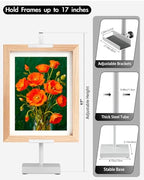 Rofio Adjustable Tabletop Easel Stand, Picture Easel Stand up to 17” H, Metal Picture Frame Holder for Artwork, Photo, Signs & Certificates (White) - color: White