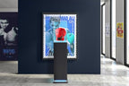 Displays2go Pedestal Display Case with Ambient LED Lighting and Clear Acrylic Top (PEDLEDBK2)